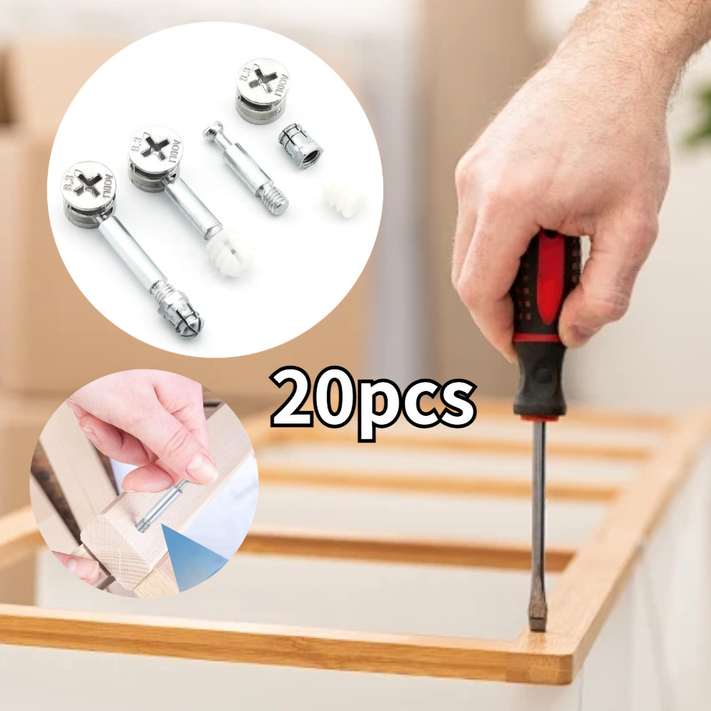 3 In 1 Baut Knock Down Minifix/Baut Knock Down Skrup/Minifix Baut Knock Down Skrup + Casing 20pcs