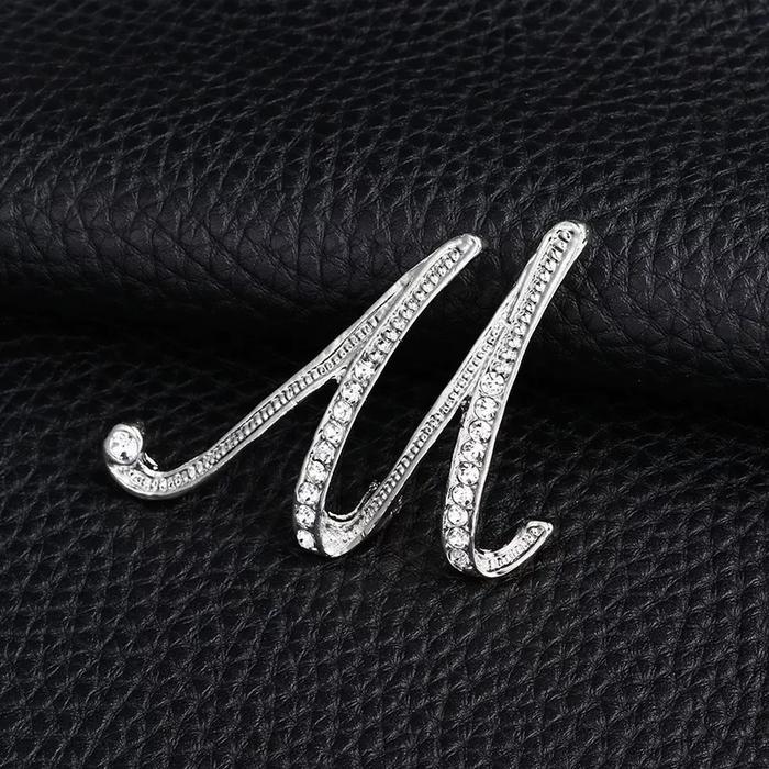 bros huruf alfabet K - T silver - bros dada bahu - bros inisial nama - ( K )