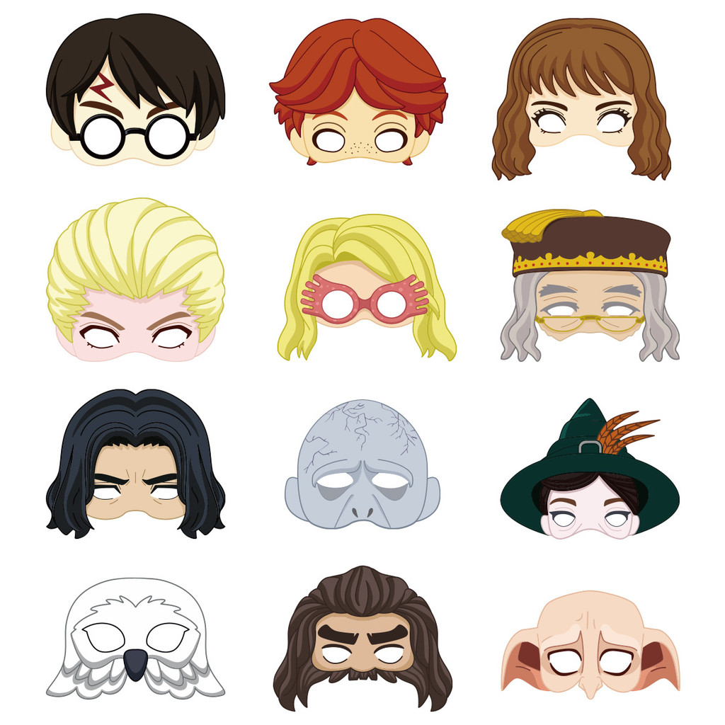 12Pcs Harry Potter Mask Party Decoration Set Birthday Gift Party Halloween DIY Paper Mask Favorite O