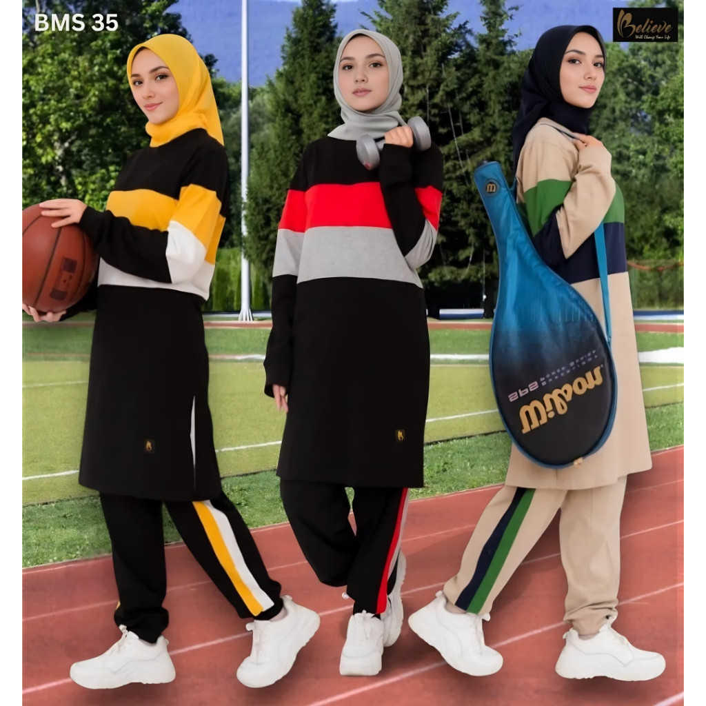 Believe BMS 35 Hijab Sport Wears – Setelan Baju Olahraga Muslimah