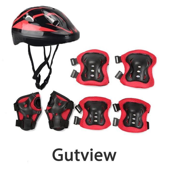 7PCS Helm Deker Sepeda Anak Alat Pelindung Sepatu Roda Alat Rekreasi Olahraga Outdoor decker lutut B