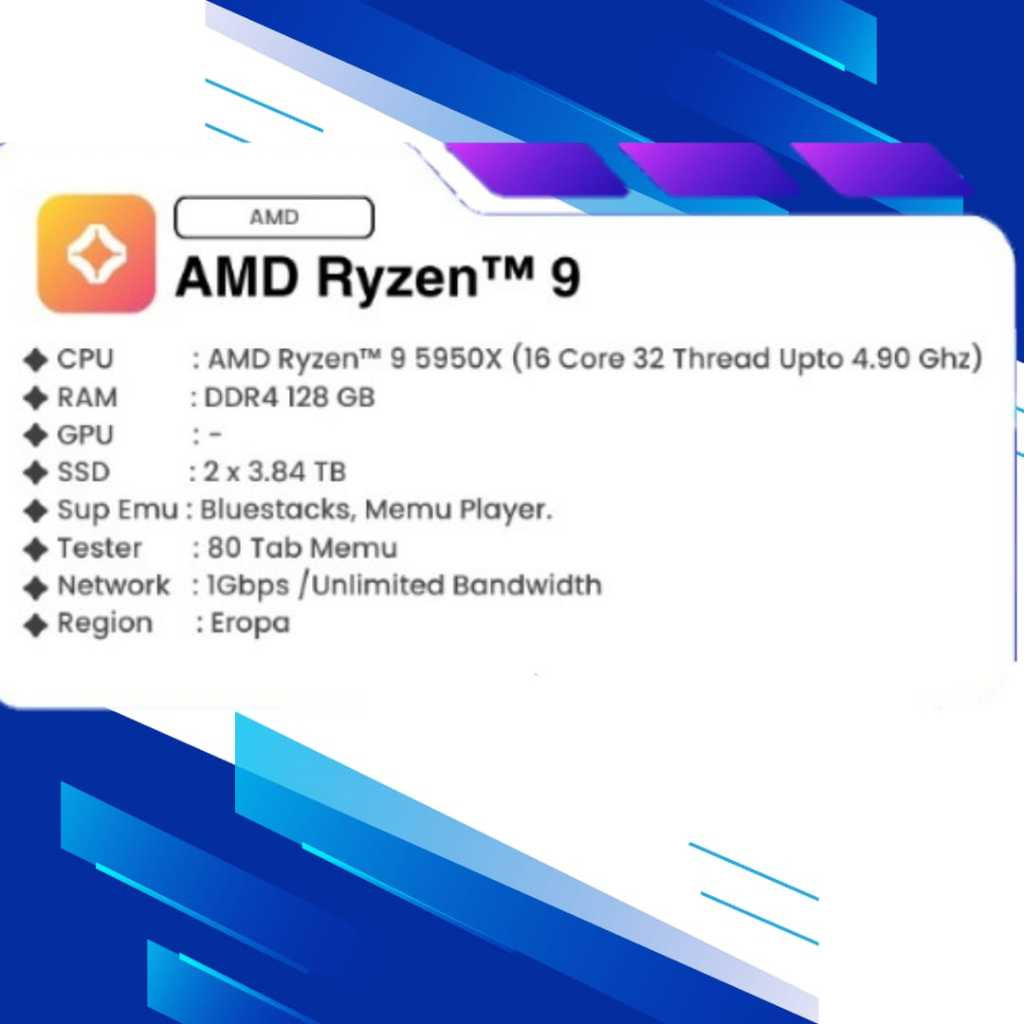 RDP BARE METAL AMD Ryzen 9 5950X 16 Core 32 Thread Ram 128 GB Up to 4,90 Ghz Best Performance / RDP 