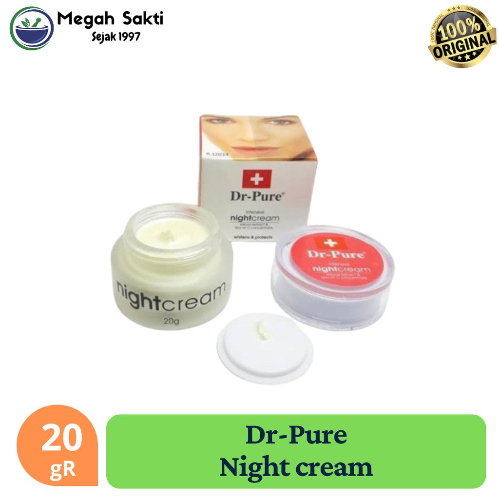 MGS - Dr-Pure NIGHT Cream 20 gR | Dr Pure Krim Malam Mencerahkan Wajah