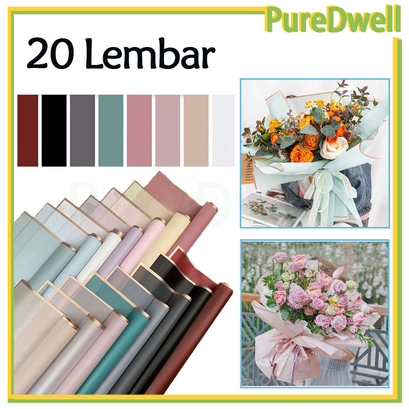 20 lembar flower wrapping paper/flower wrapping pack list gold/list gold cellophane/