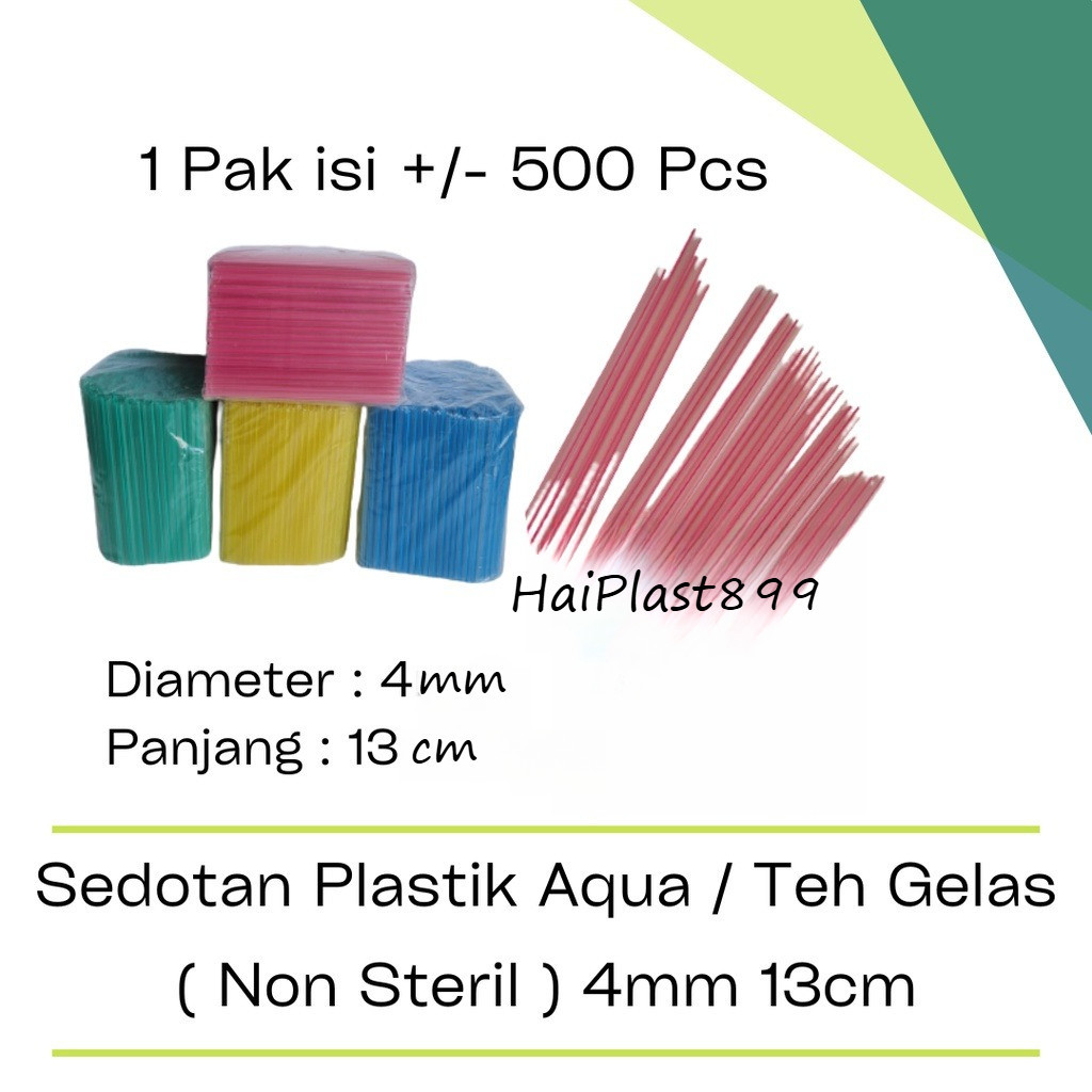 Sedotan Plastik 4mm Kecil Panjang 13cm l Sedotan Aqua Teh Gelas Warna Warni