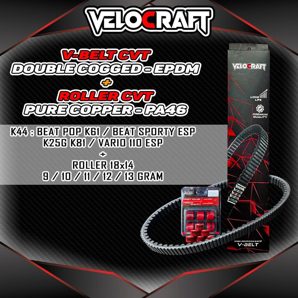 Velocraft Vanbelt Van Belt V-Belt Set Roller CVT Motor Honda Beat Pop K61 14-19 Beat Sporty ESP K25G