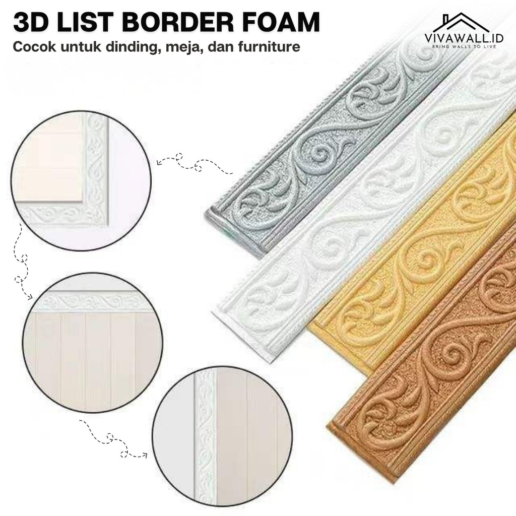3D List Border Foam Pembatas Pengganti Gipsum Les Alternatif Moulding vivawall.id Wallpaper