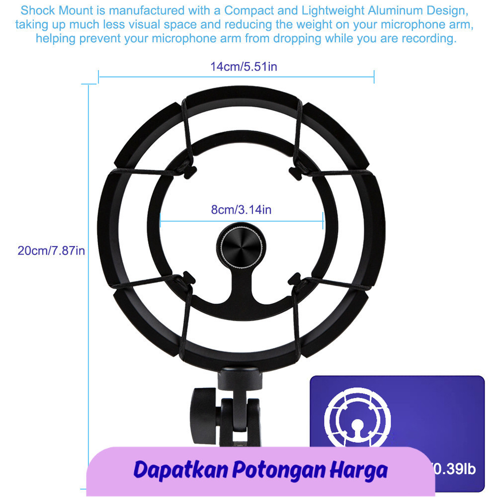 SSN Blue Yeti Shock Mount Alloy Shockmount Reduces Vibration Noise Matching Mic Boom Arm Compatible 