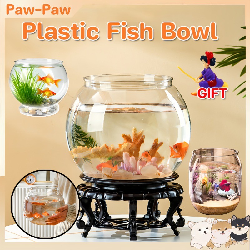 Aquarium Fish Bowl  / Tangki ikan bulat / Toples Bulat  Kura-Kura Wadah Tanaman Hias HidroponikKayu 