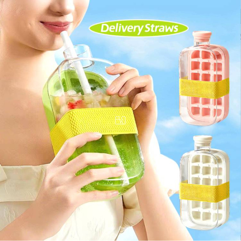 Ice Cube Tray Ice Curling Tray Mold Box No Touch Silicone Ice Cube Tray For Freezer With Straw Ice c