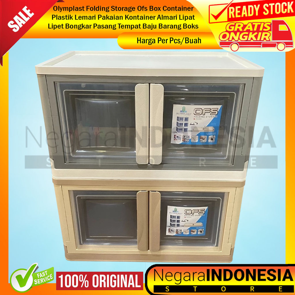 Olymplast Box Container Plastik Folding Storage Ofs Lemari Pakaian Kontainer Almari Lipat Lipet Bong