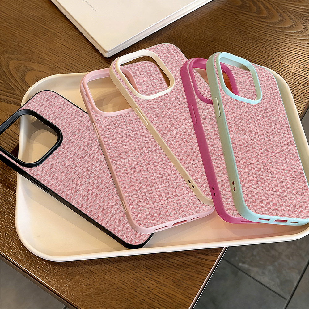 INS Leather Case HP for IPhone 17 13 11 16 15 14 12 Pro Max XR 13 Pro X XS MAX Pink Chanel-inspired 