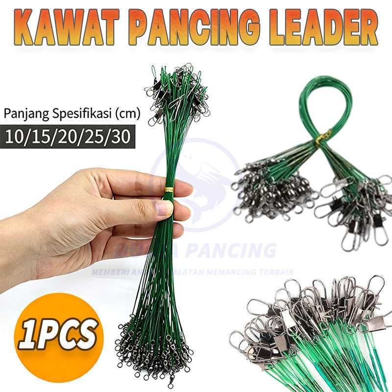 Leader Kawat Pancing Seling Pancing Dengan Kili Kili Dan Snap 15-30cm Cocok untuk Ikan Besar / Anti 