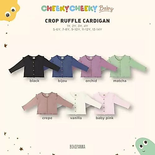 Bohopanna Crop Ruffle Cardigan / Outer Anak Perempuan