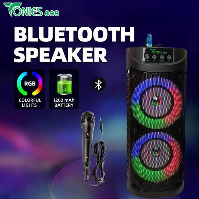Tonies-899 Audio Bluetooth Speaker Bass Portable Speaker with Party Light - tonies899