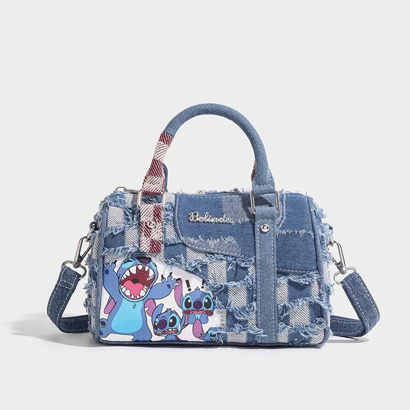 Denim ripped patchwork crossbody handbag pillow casual versatile bag