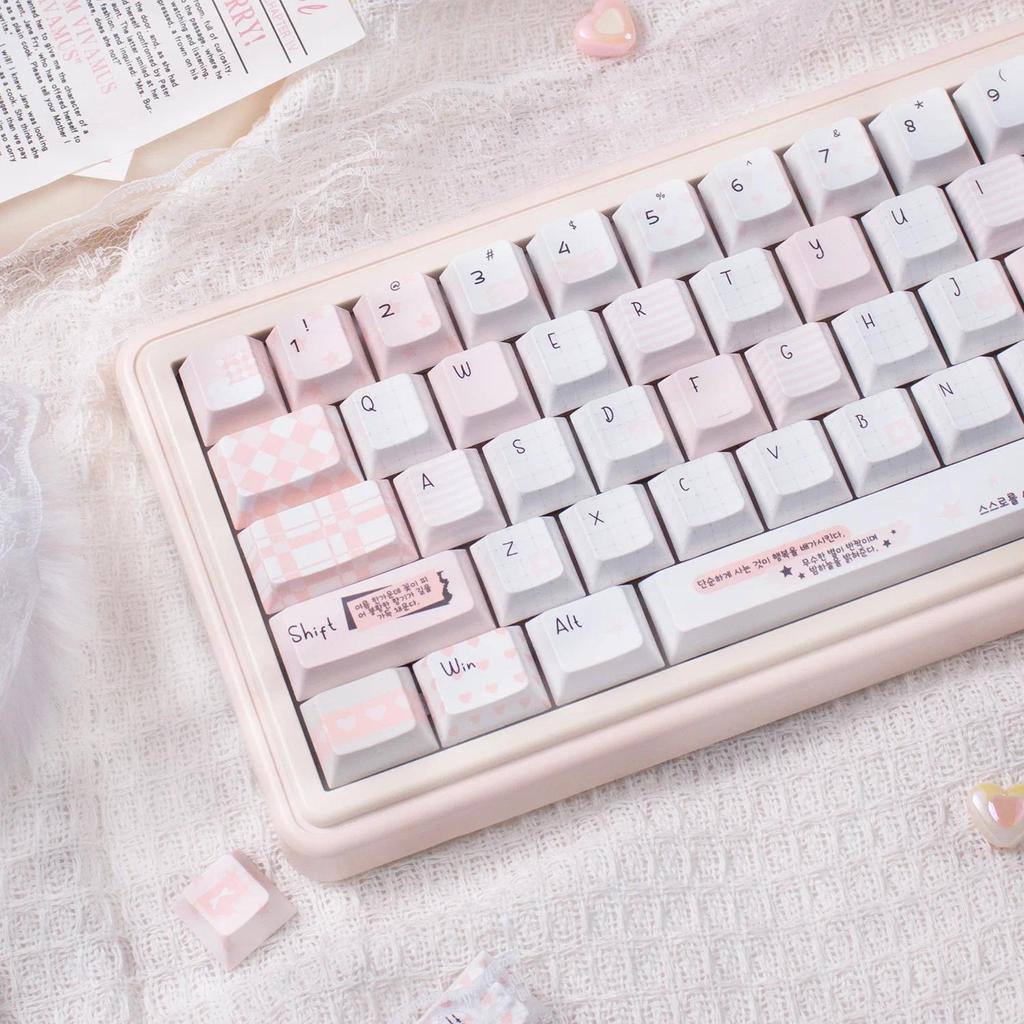 URE Pink Notebook Keycaps Dye-Sub Cherry Profile PBT Keycaps Korean Keycaps For MX Mechanical Keyboa