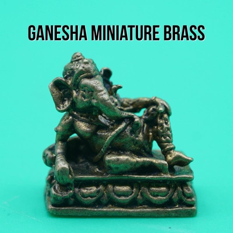 Small Brass Ganesha Ganesa Amulet Kuningan Miniature Statue Art Cooper Monopoly Monopoli Pion Mainan
