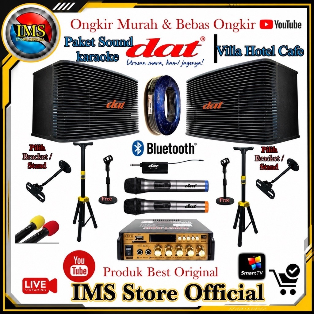 Paket sound speaker Set Karaoke Room 10 inch Dat Mic wireless Original