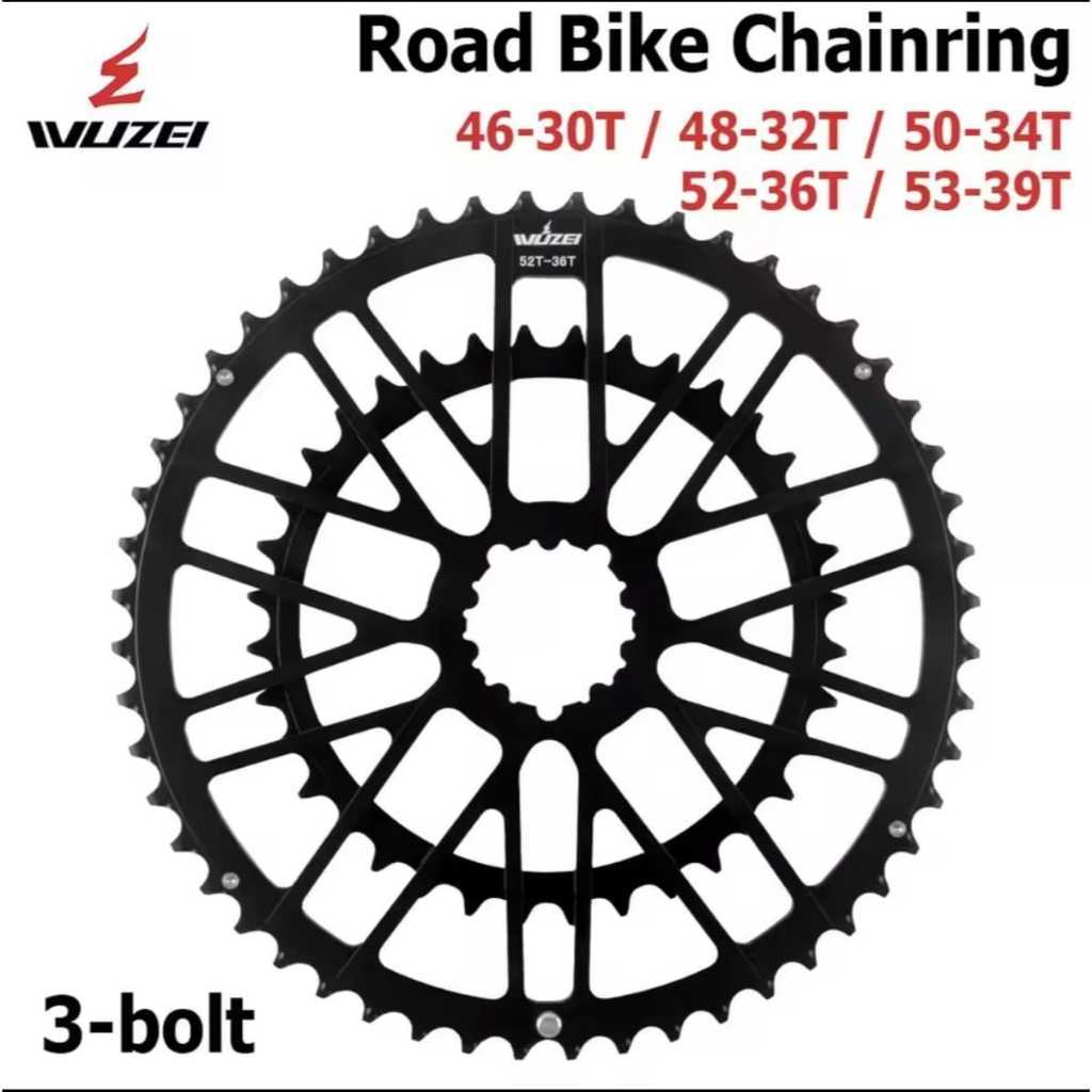 Foto Wuzei Double Chainring GXP Crank Direct Mount 3 Baut 46T-30T 48T-32T Ultralight Double Speed 2 x 8S 9S 10S 11S 12S Chain Ring Sepeda