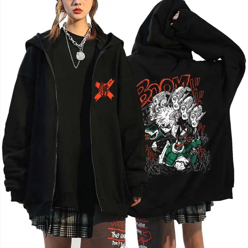 Jaket Anime My Hero Academia Zipper Hoodie Cartoon Bakugou Katsuki