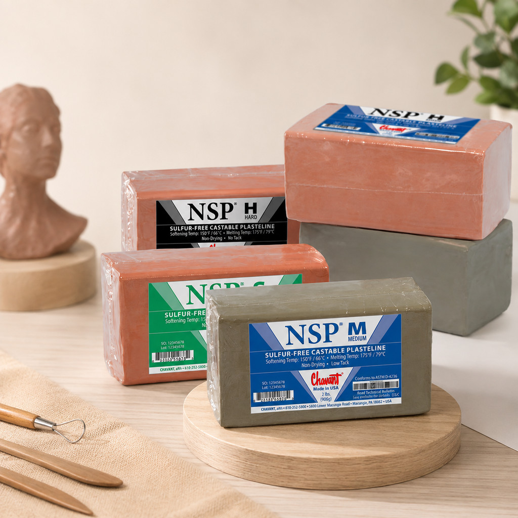 Chavant NSP Brown Sculpting Clay 2 lbs (906g) - Clay Plasteline Cokelat Bebas Belerang Non Sulfur (S