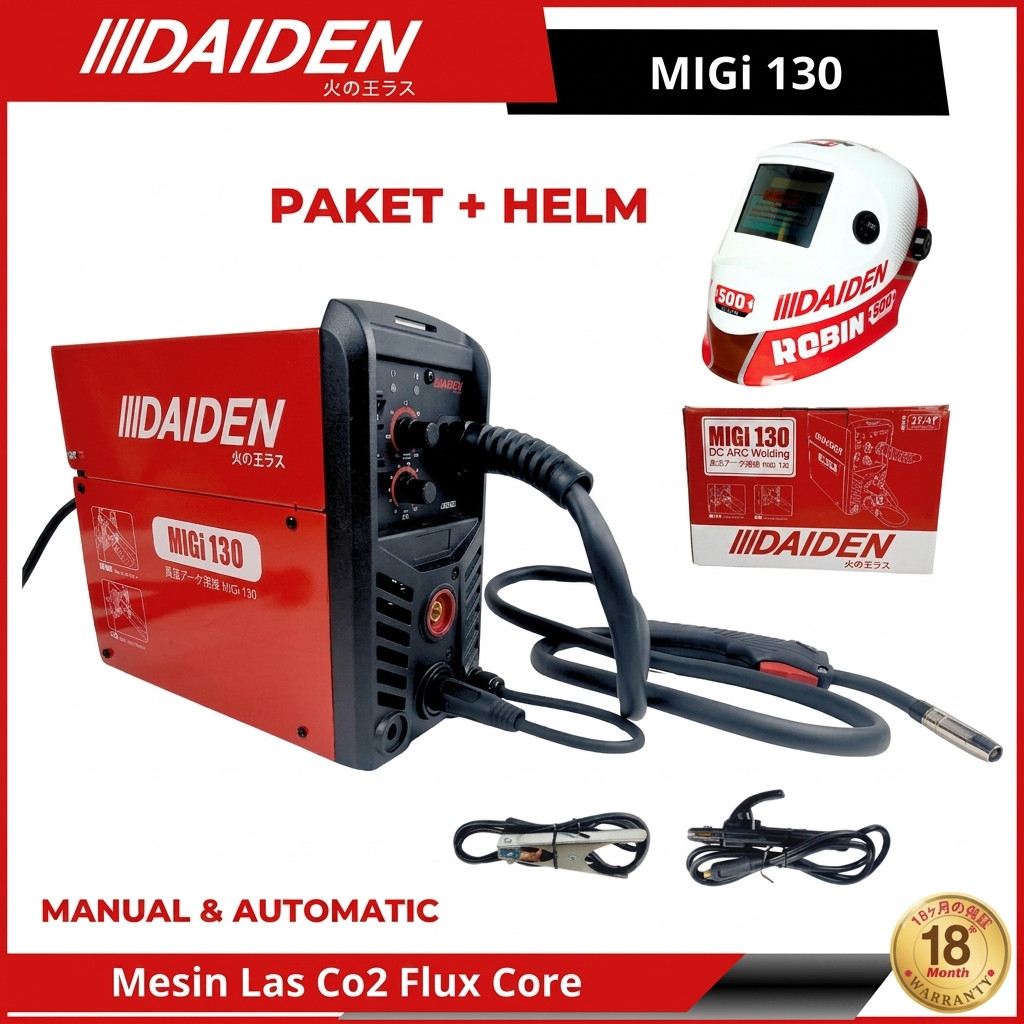 DAIDEN MIGi 130 MIGi130 Mesin Las Argon Stanless Travo Las Inverter Trafo Las Co2 Flux Core Tanpa Ga