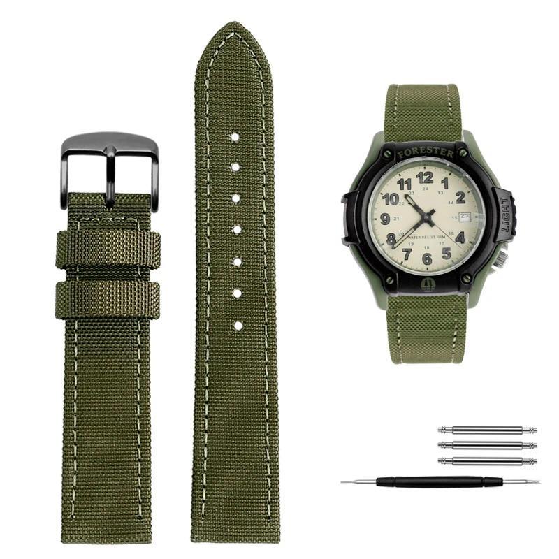 Waterproof canvas watband for Casio Forester classic retro forest Men's FT-500WC-3B / 5B nylon strap
