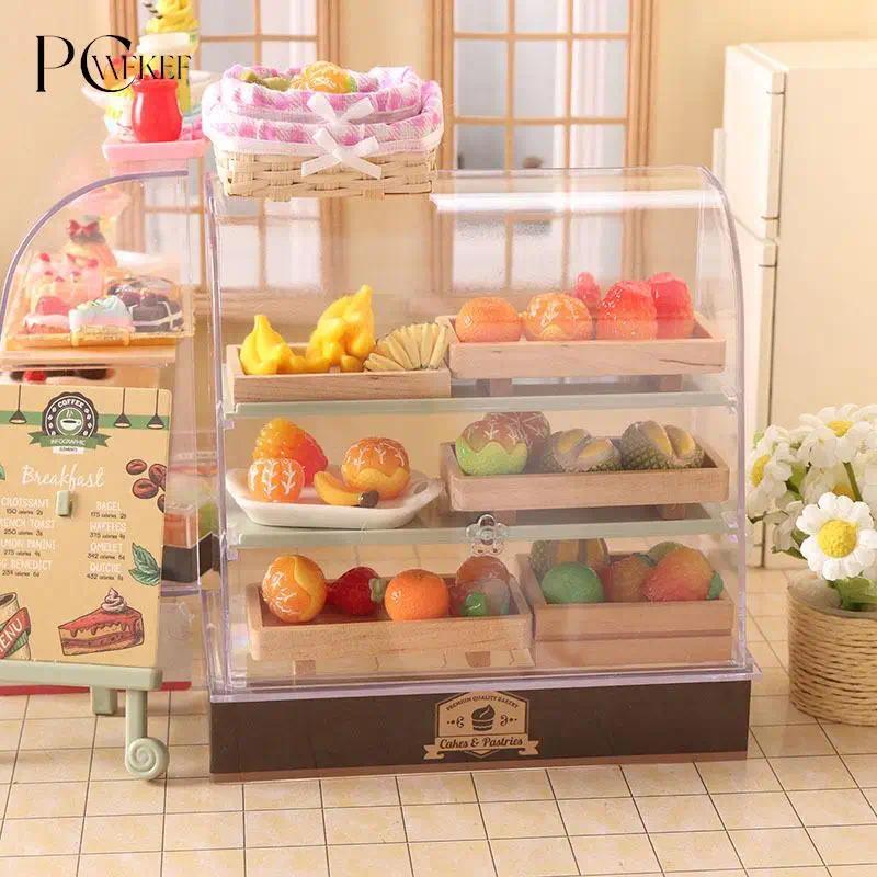 1:12 Scale Dollhouse Miniature Food Bakery Shop Cake Display Counter Bakery Cabinet Model Showcase M