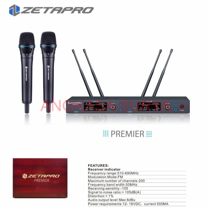 Mic Wireless Zetapro Premier Original UHF 4 Antenna 5G Technology