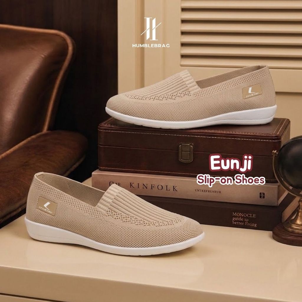 HMBRG Eunji Sepatu Slip On Wanita Rajut Sepatu Wanita Tanpa Tali Sepatu Sport LV0175