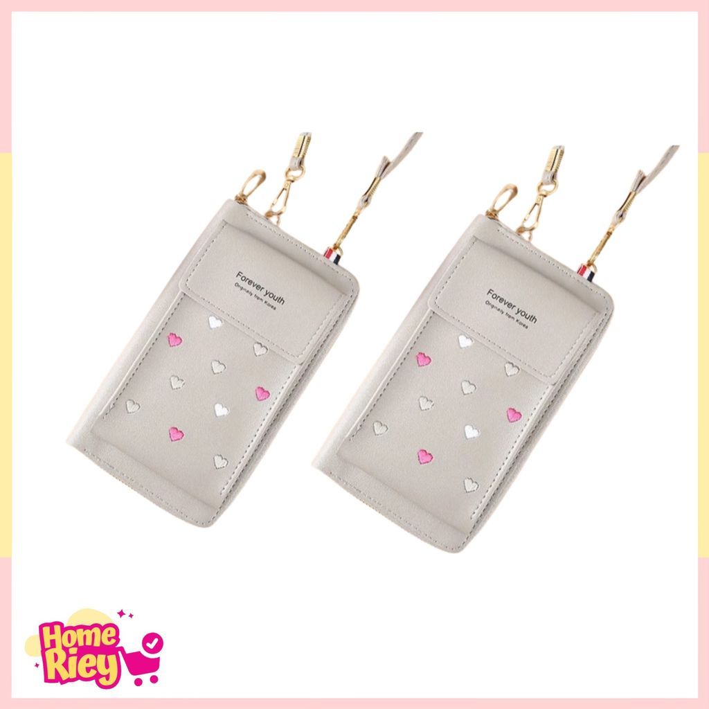 HM - DOMPET PANJANG WANITA FREE TALI Q58 DOMPET WANITA MOTIF LOVE IMPORT REAL PICT