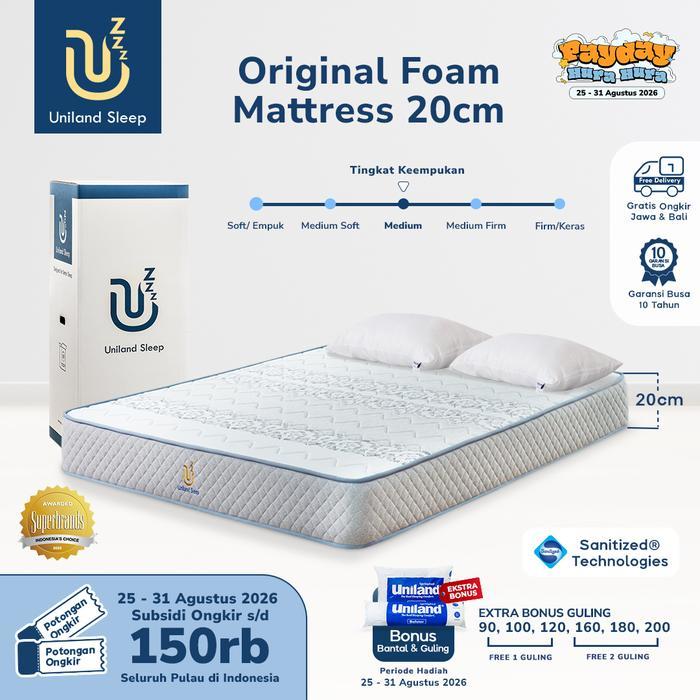 Kasur Busa Uniland Sleep Original 20cm Foam Mattress Box FREE BANTAL - 90x200