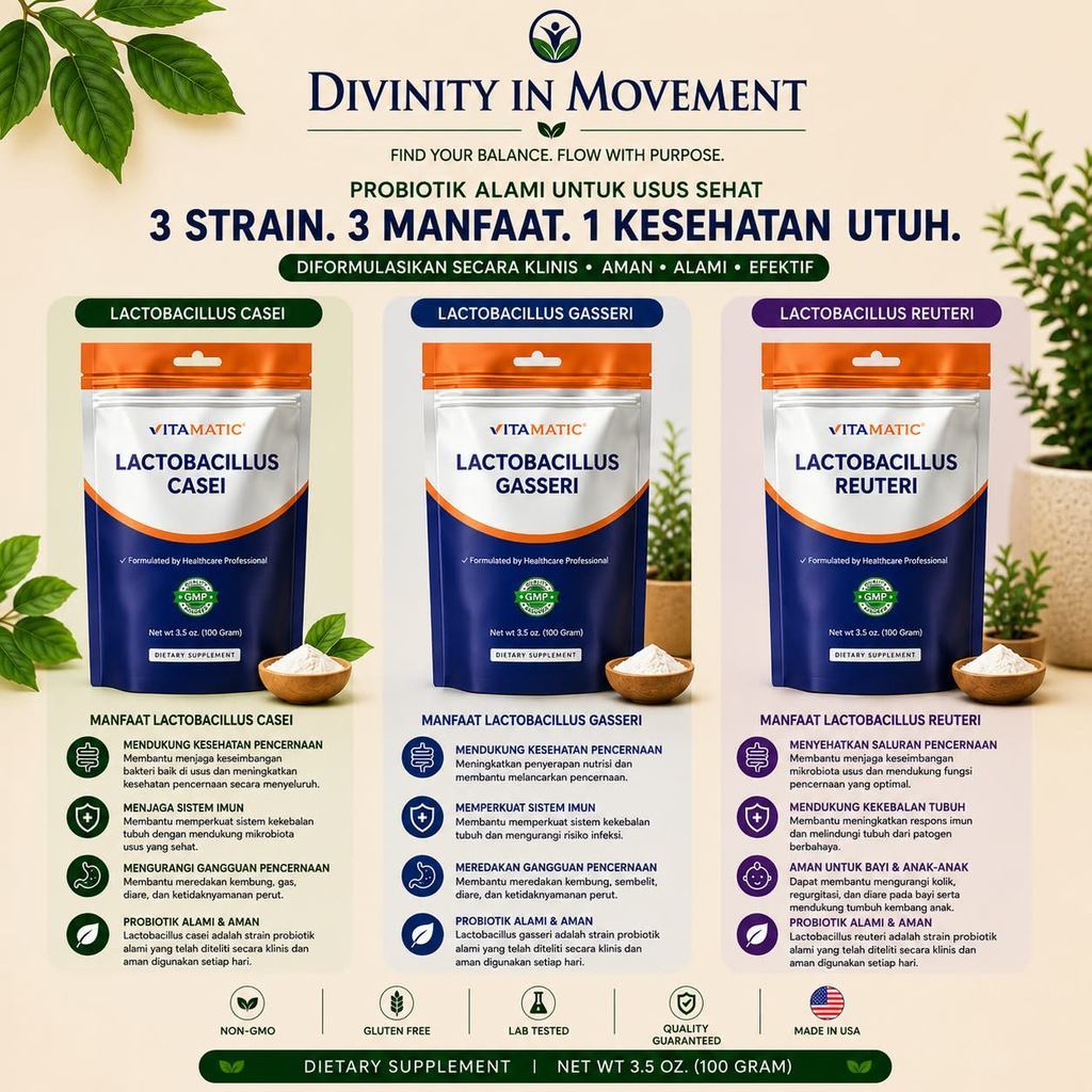 Vitamatic Lactobacillus Gasseri  Reuteri Casei HR-7 100 Billion CFU 100 gram Original USA
