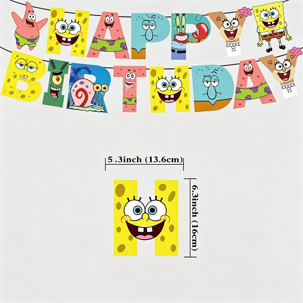 Bunting Flag SPONGEBOB SQUAREPANTS / Banner Ulang Tahun Spongebob SQUAREPANTS Patrick