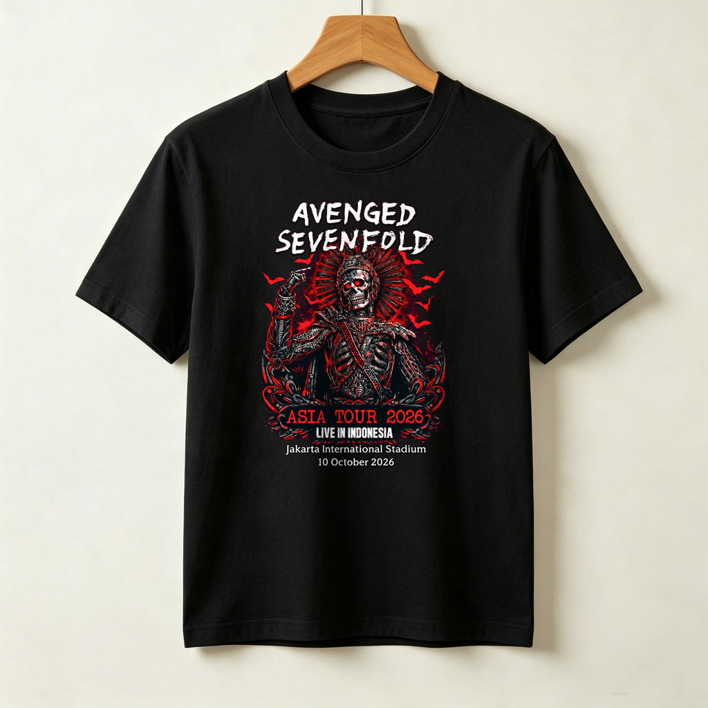 Kaos Band Avenged Sevenfold Asia Tour 2026 Live In Indonesia Kaos Pria Distro Original 100 Persen Ka