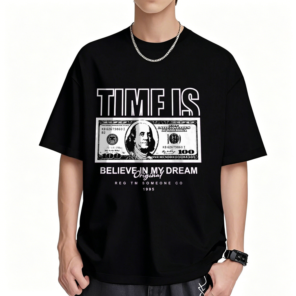 Kaos Pria Distro Original 100 Kaos Oversize T Shirt Unisex Desain Retro Amerika Uang Dollar Believe 