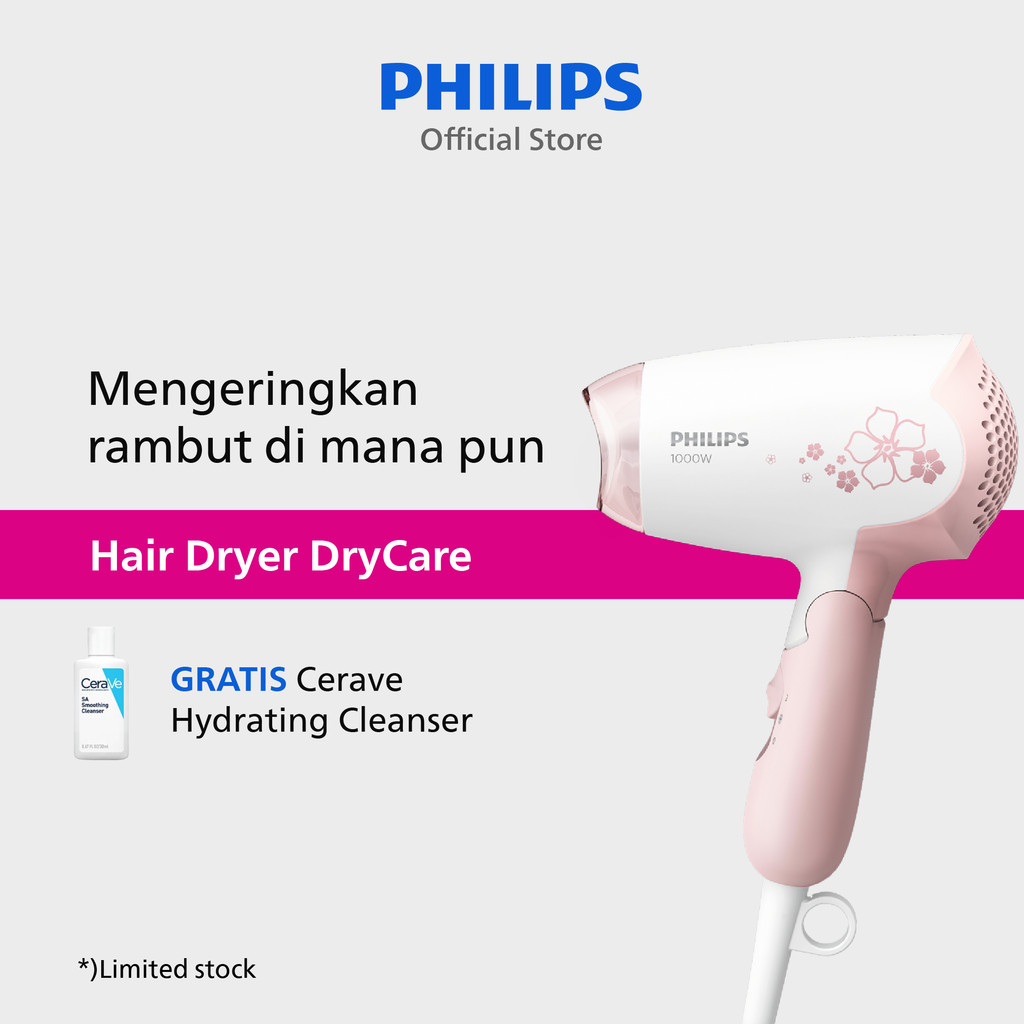 Philips | Hair Dryer DryCare | Pengering Rambut | DryCare 400 W dengan 2 Setelan Pengeringan & Angin