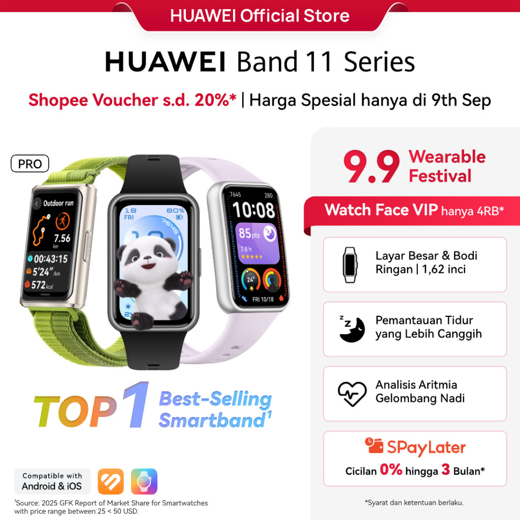Terbaru[9.9 s/d 20%] HUAWEI Band 11 Series | 1.62”AMOLED Display | Enhanced Sleep Tracking | Heart H