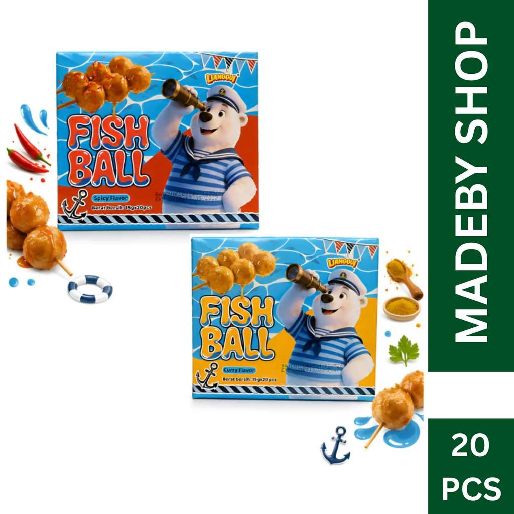 Lianggui Fish Ball Spicy Flavor & Curry Flavor 1 Box Isi 20 Pcs X 15 Gr