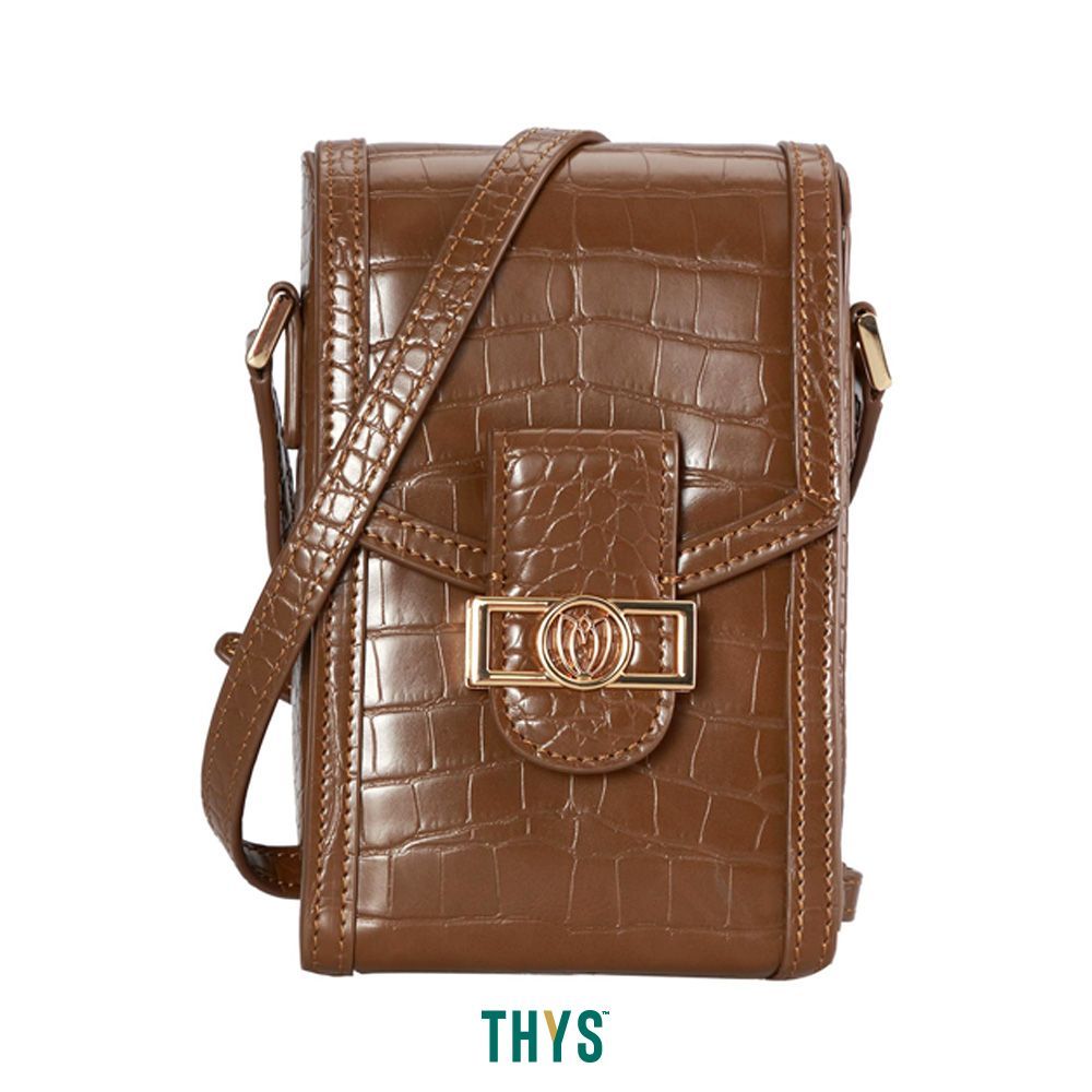 THYS Susen Tas Selempang Croco Pouch Dengan Flap - Cokelat Sling Bag Crossbody Bag Tas Bahu Tas Slem