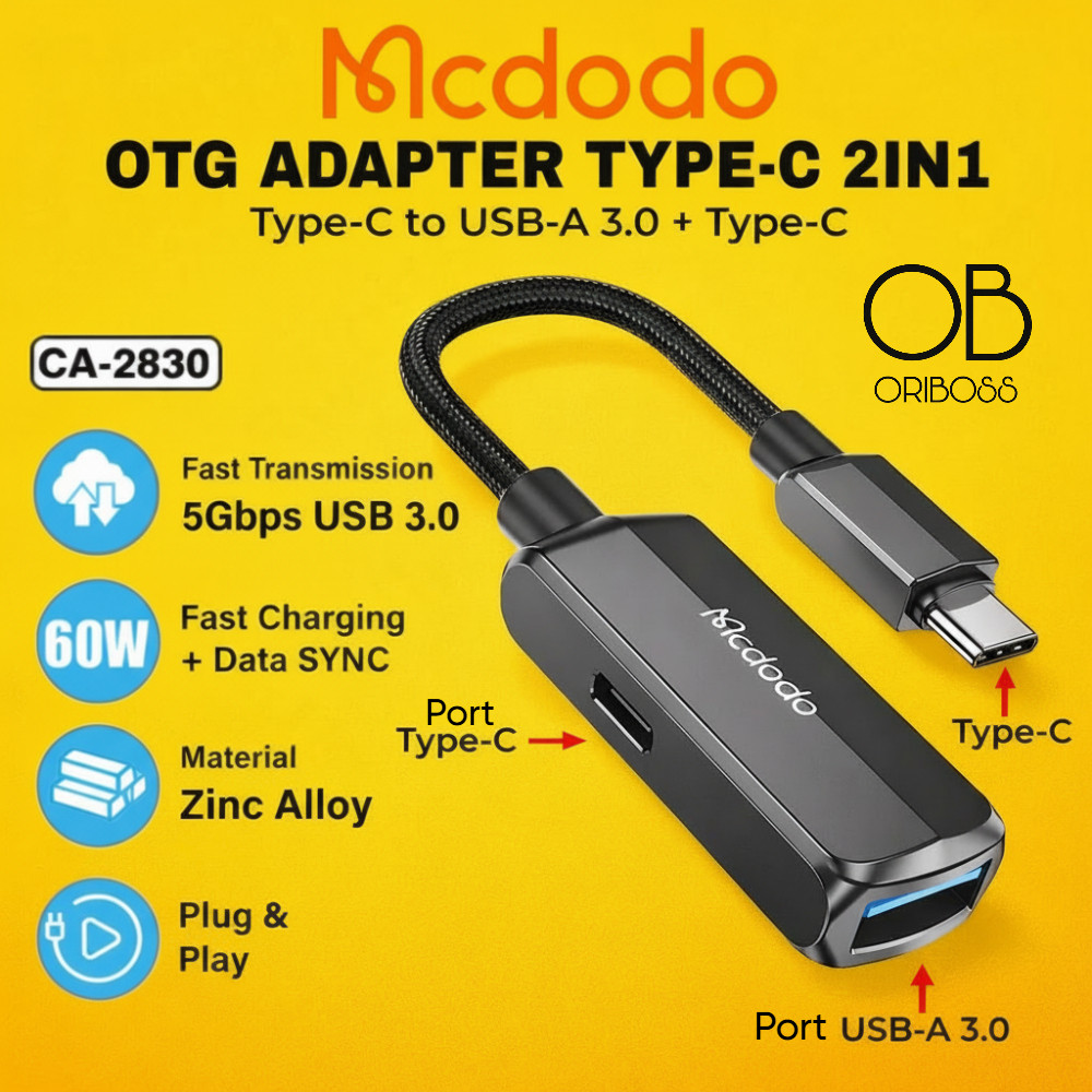 Kabel OTG Type C 2in1 Converter USB C to USB A + Port USB C Original Mcdodo CA-2830 / CA-2690