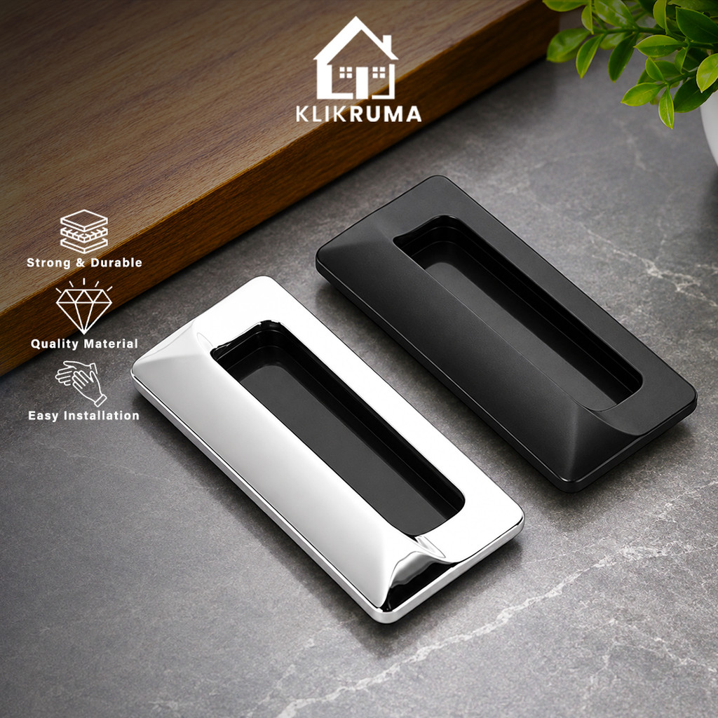 Tarikan Laci Tanam Hitam Recessed Flush Pull Handle