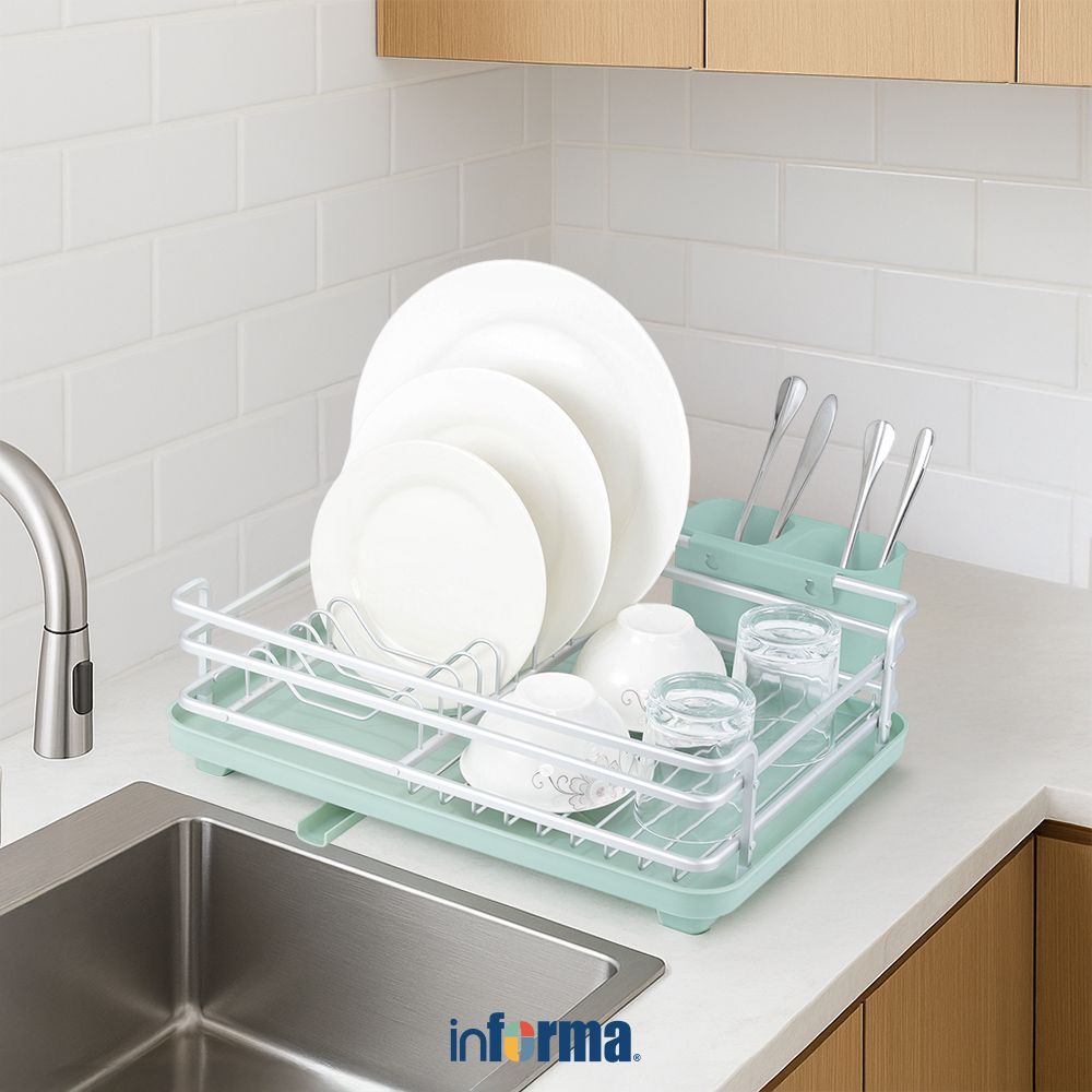 Informa Viggo Rak Piring - Hijau Rak Dapur Tempat Piring Tempat Penyimpanan Piring Dish Rack Rak Pen