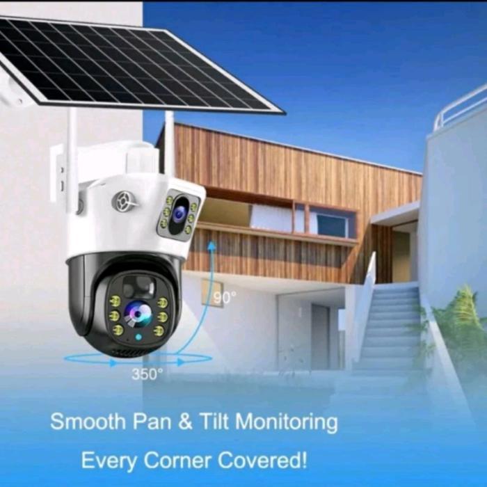 CCTV V380 PRO Solar Panel Dual Camera Outdoor SimCard 4G Waterproof - CCTV + 128 GB