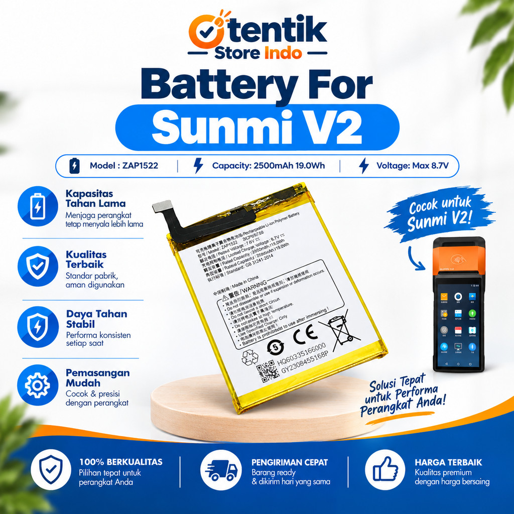 Baterai Mesin EDC Kasir Sunmi V2