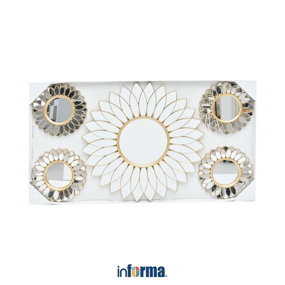 Informa Hiasan Dinding Kaca & Plastik 55x55 cm Set 5 pcs V2 - Gold Wall Art Dekorasi Dinding Wall De
