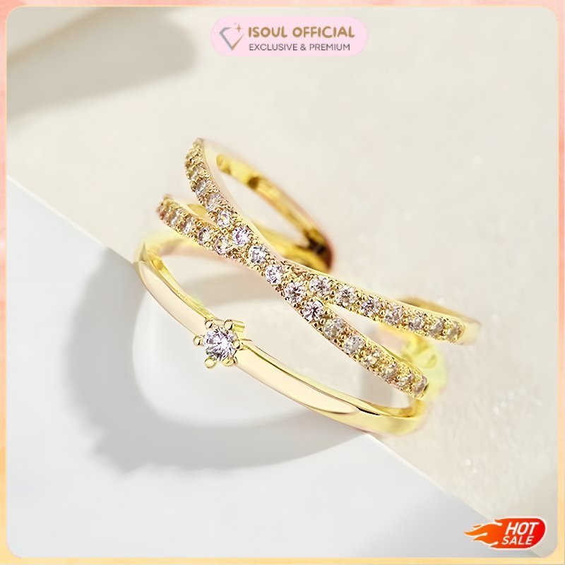 COD Cincin Xuping Wanita Lapis Emas Imitasi Dengan Berlian Imitasi Bahan Premium Anti Karat