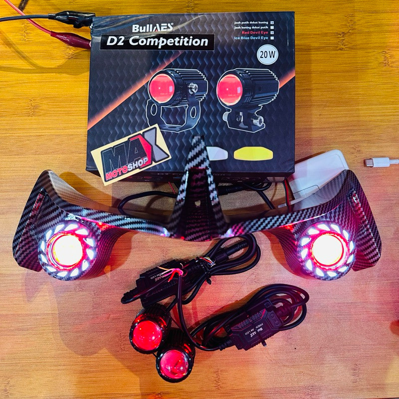 WINGLET NMAX NEW PLUS LAMPU TEMBAK D2 BULLAES DAN ANGEL EYES