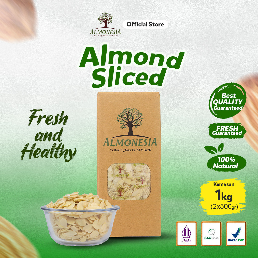 

Foodmart Almonesia - Sliced Almond 1Kg - Kemasan 2x500gr (Topping Slice/ Kacang Slice/ Slice Kacang/ Kacang Topping)